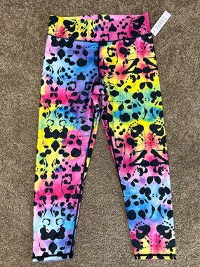 Terez New York Rorschach Leggings Womens Medium Multi Tie Dye Vibrant Rainbow